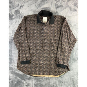 Vintage Axis USA Made Abstract Knit Polo Shirt Long Sleeve Men’s L 90s Grunge